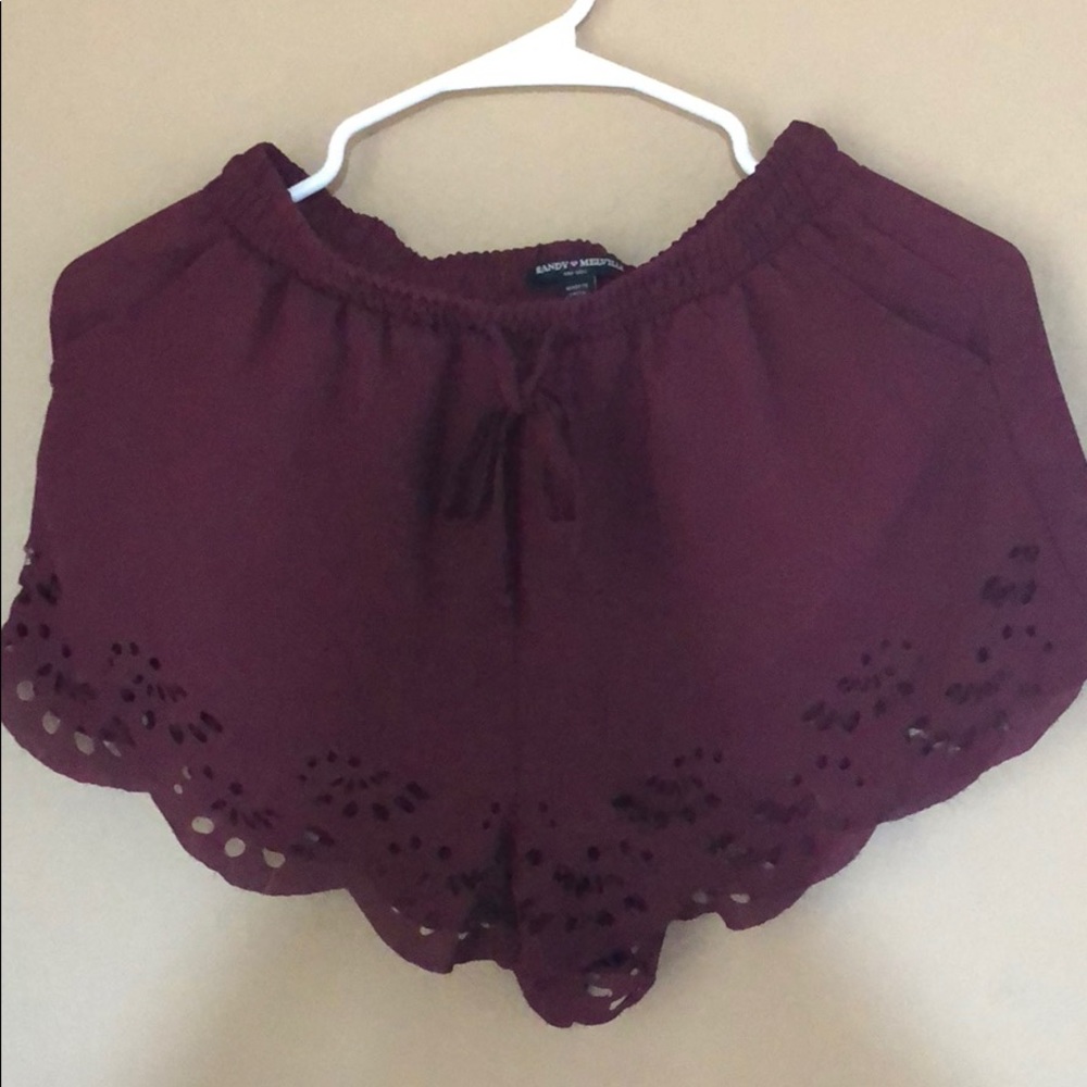 BRANDY MELVILLE MAROON SHORTS WITH CUTOUTS